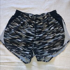 Nike Women's Black and Gray Patterned Athletic Shorts